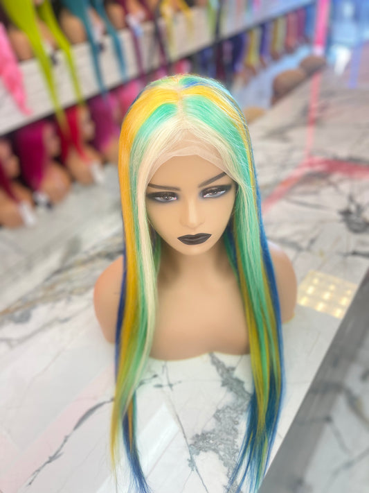 24" Straight Frontal Lace Wig (Rainbow)