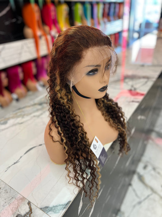 Pineapple Curl Frontal Lace Wig (Highlight)