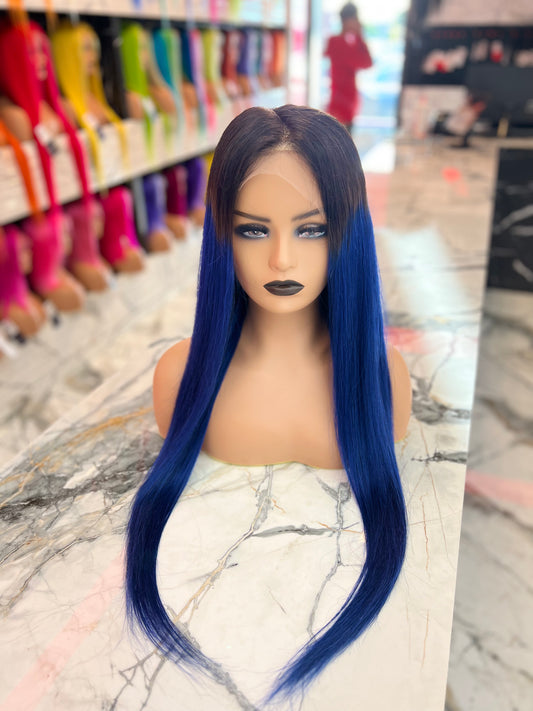 Cambodian Frontal Lace Wig (1B/Blue)